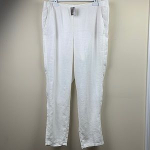 J.Jill White 100% Linen Straight leg Pants Size L